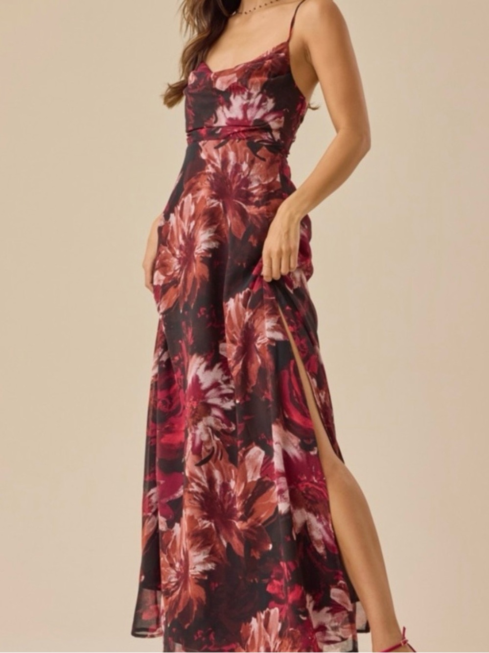 NEW Altar’d State Red and Black Floral Maxi Dress Size Large Available